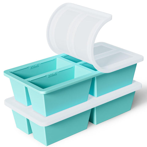 FDDAI silicone freezer tray with four 250ml/125ml cubes ready for soup storage