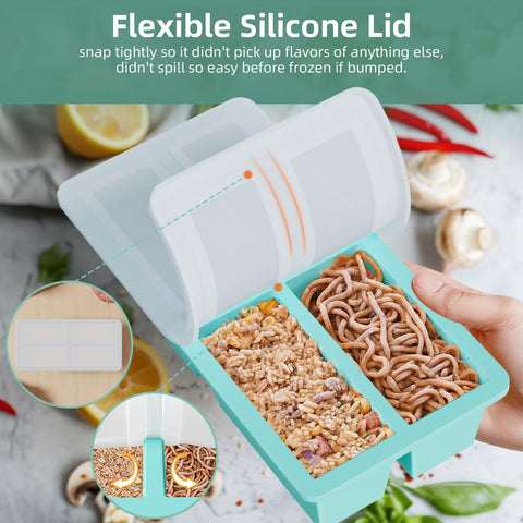 FDDAI silicone freezer tray stacked for space-saving freezer organization