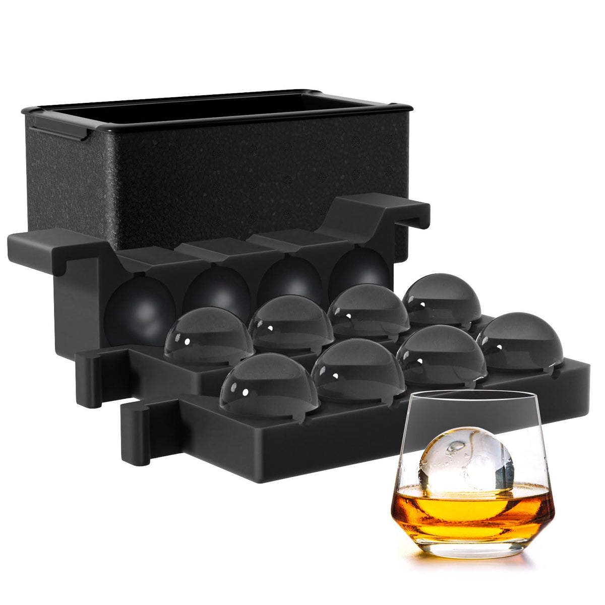 FDDBI Circle Ice Ball Tray top view shows a clear 2-inch sphere for cocktails.