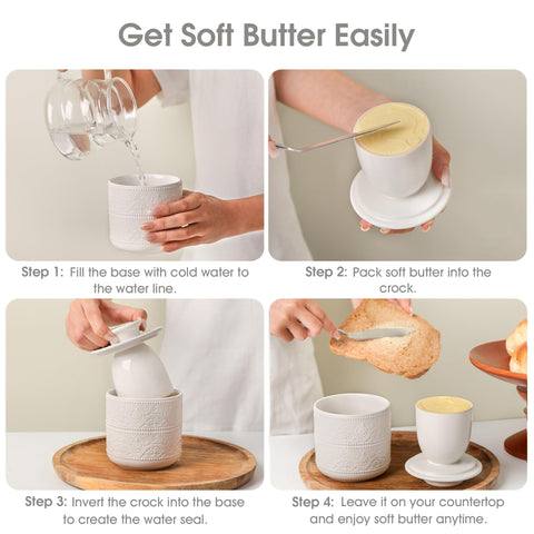 FE FUN ELEMENTS Butter Crock on countertop invites quick butter access.
