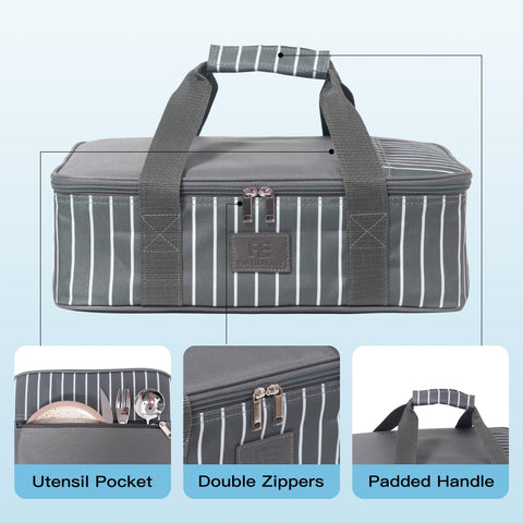 FE Fun Elements casserole carrier leak-proof liner keeps spills contained during transport.