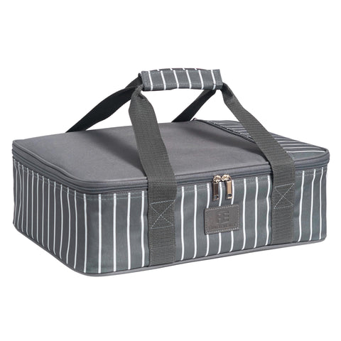 FE Fun Elements casserole carrier top view highlights generous space for 9x13 dishes.
