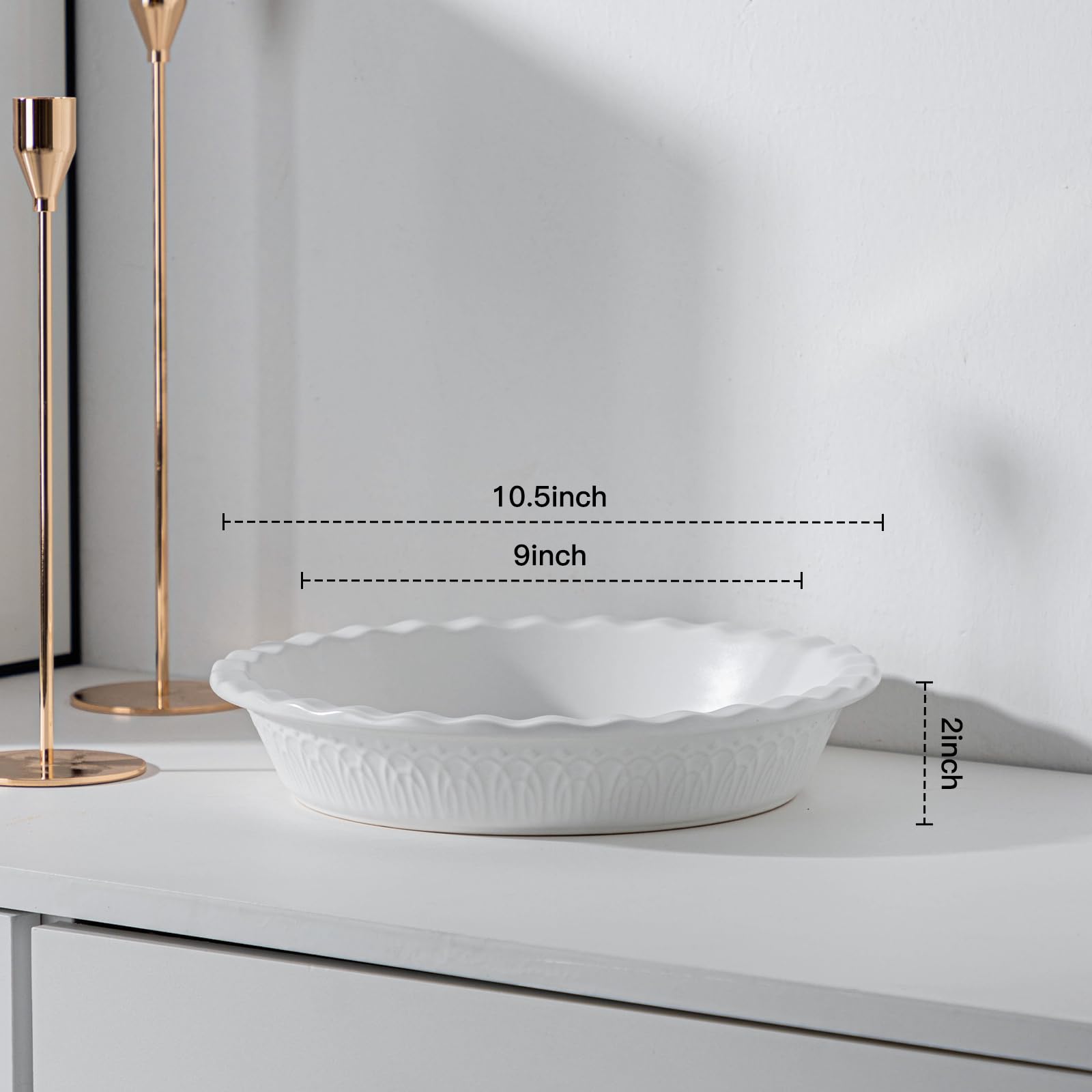 FE FUN ELEMENTS ceramic pie pan deep-dish design for generous fillings