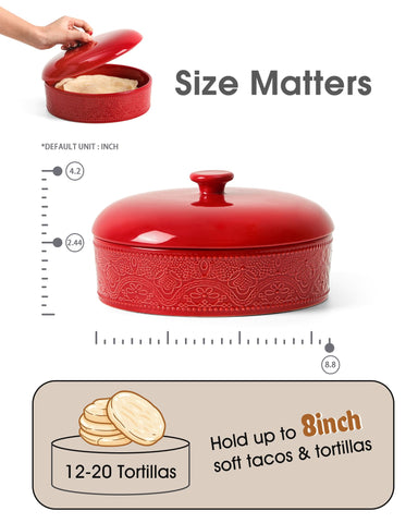 FE Fun Elements ceramic tortilla holder fits 6-8 inch tortillas neatly