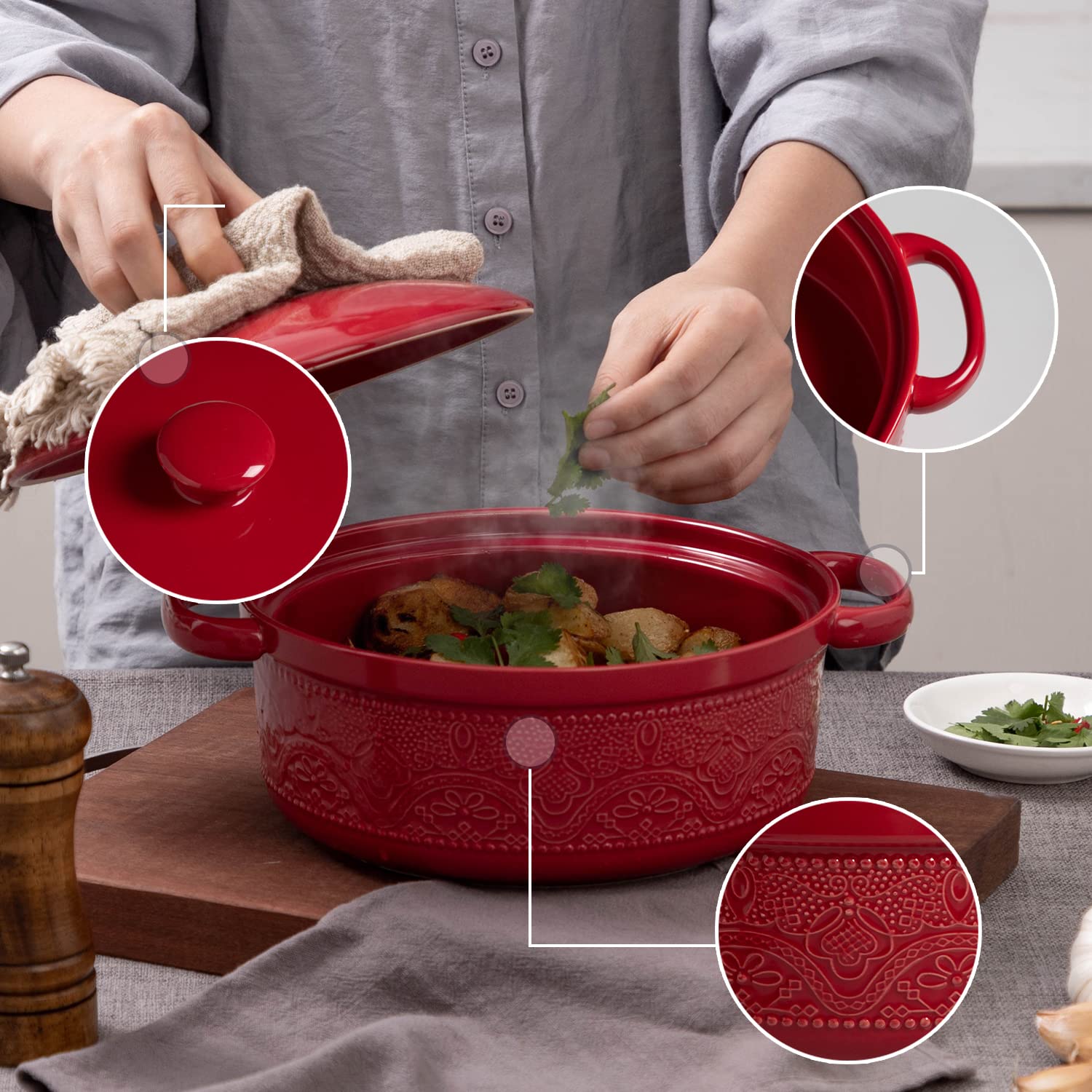 FE FUN ELEMENTS bright Clare glaze enhances color and keeps food appealing.