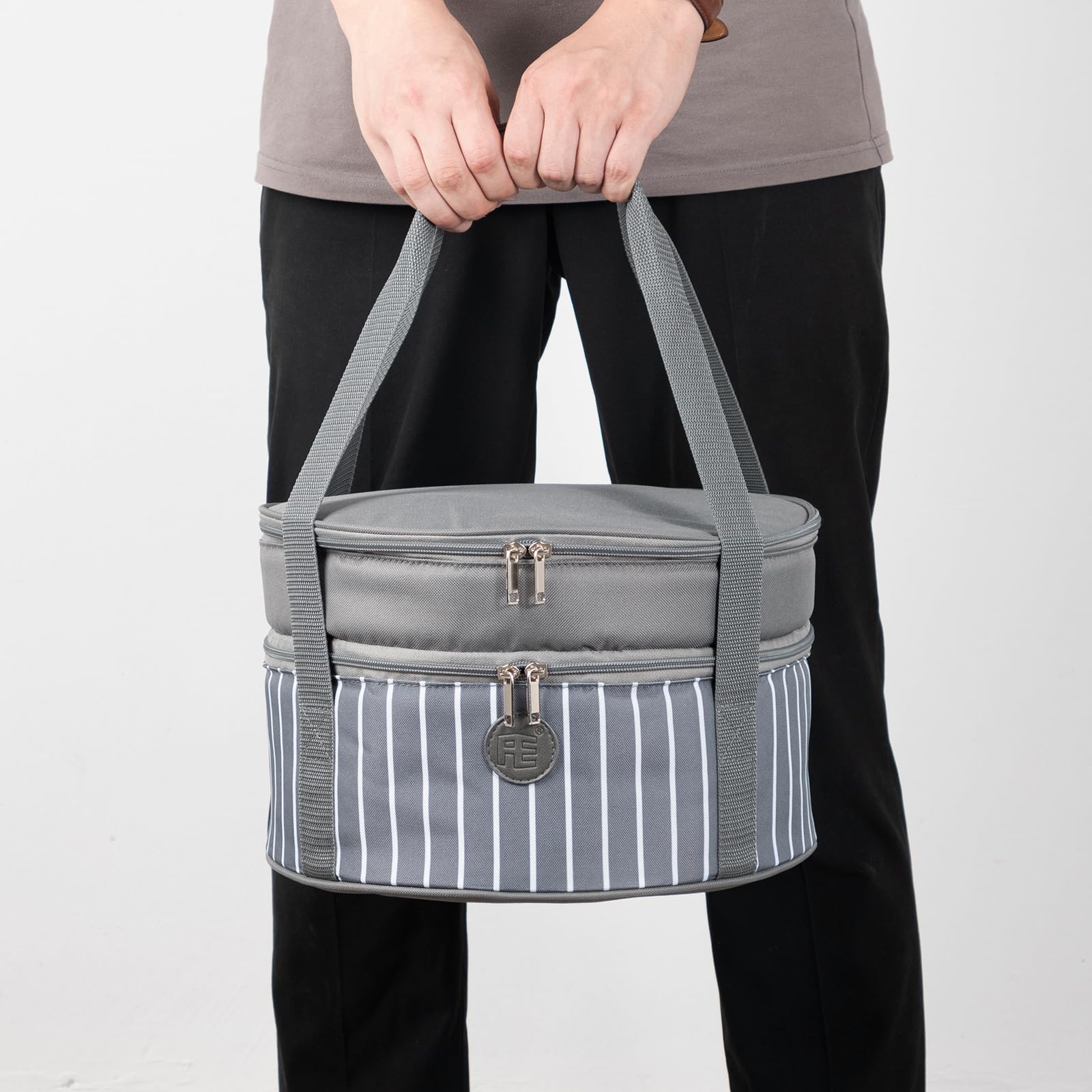 FE FUN ELEMENTS insulated casserole carrier in grey for potlucks
