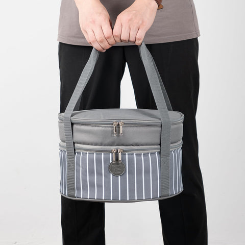 FE FUN ELEMENTS insulated casserole carrier in grey for potlucks