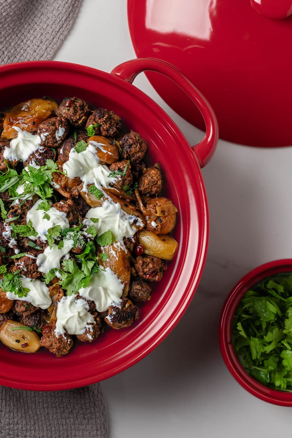 FE FUN ELEMENTS party-ready casserole makes the table a focal point.