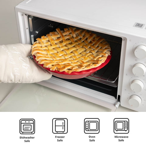 Nonstick glossy surface on FE Fun Elements pie pan eases release and cleanup