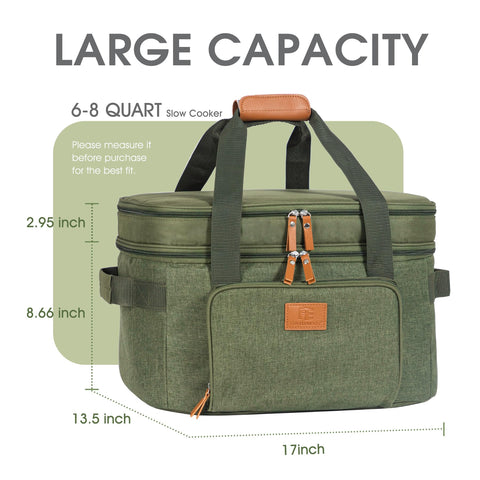 FE Fun Elements bag fits most 6-8 quart oval slow cookers for snug, protected transport