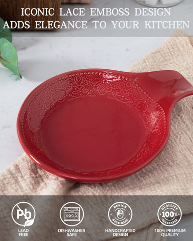 FE FUN ELEMENTS spoon holder tray Christmas Red gloss adds festive charm