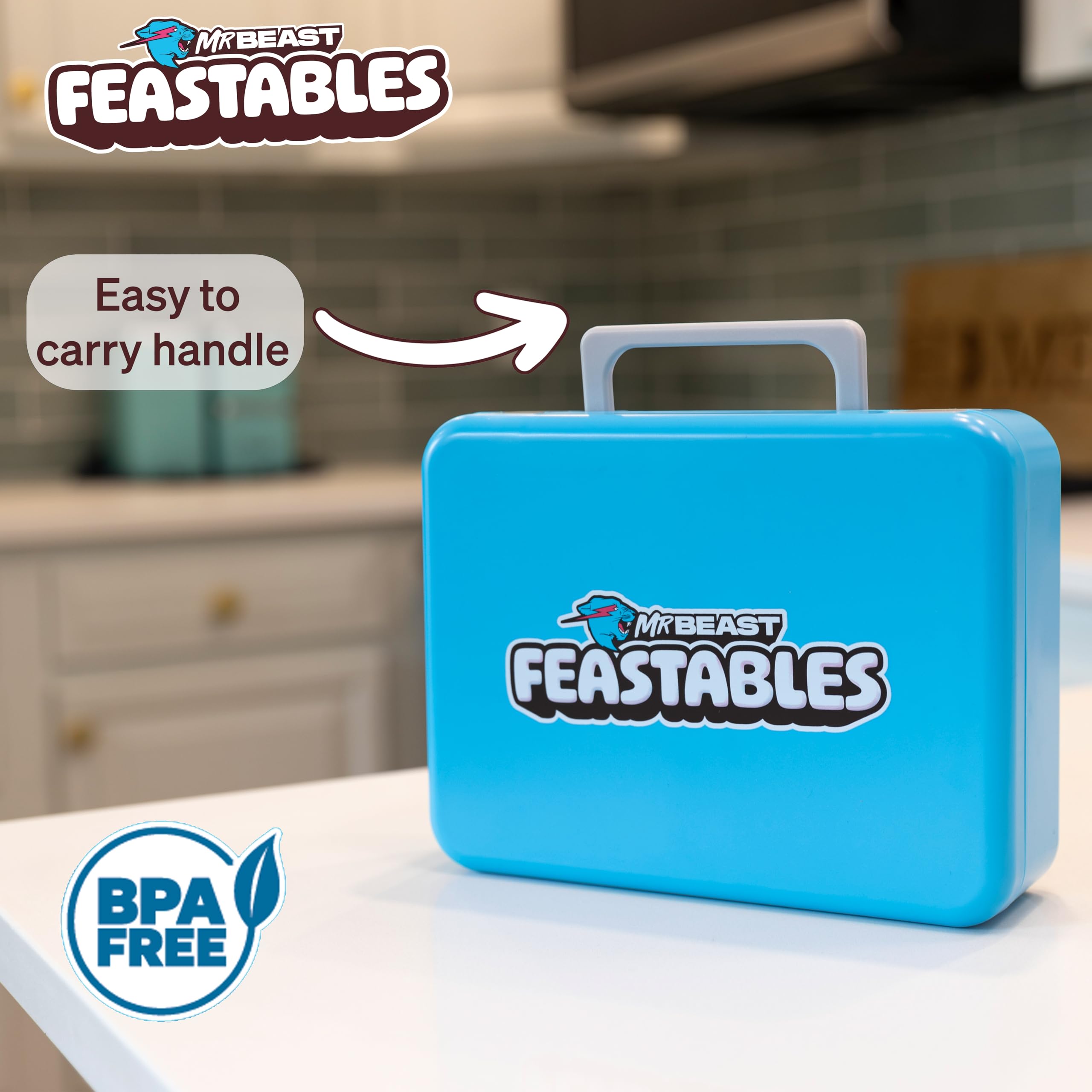 Feastables MrBeast compact lunchbox design fits school bags and travel