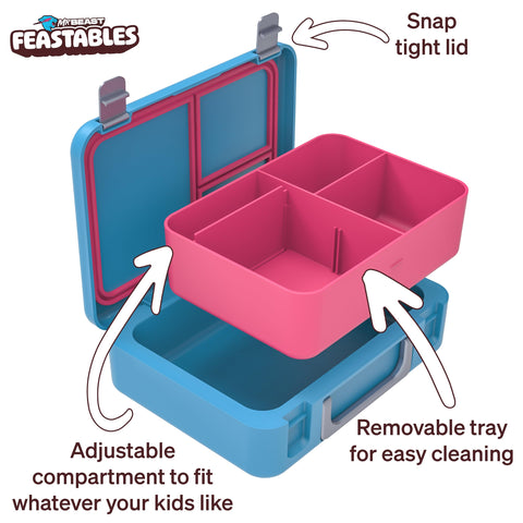 Feastables MrBeast snap-tight lid with silicone seal prevents leaks during transit