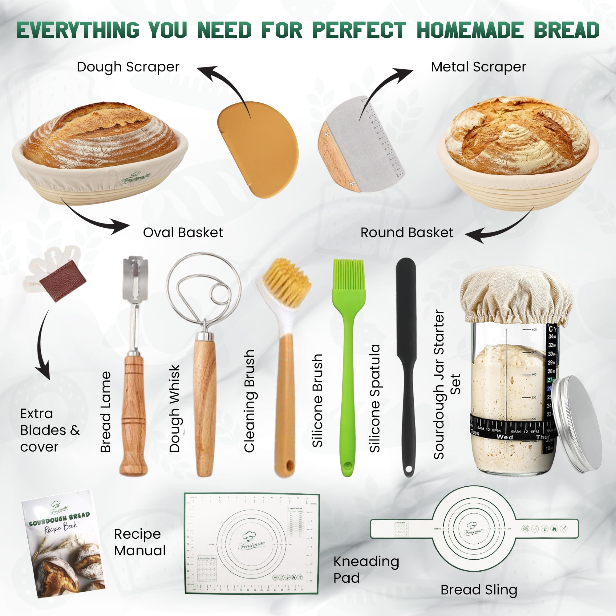 Feastmate handle dish brush for easy post-bake cleanup
