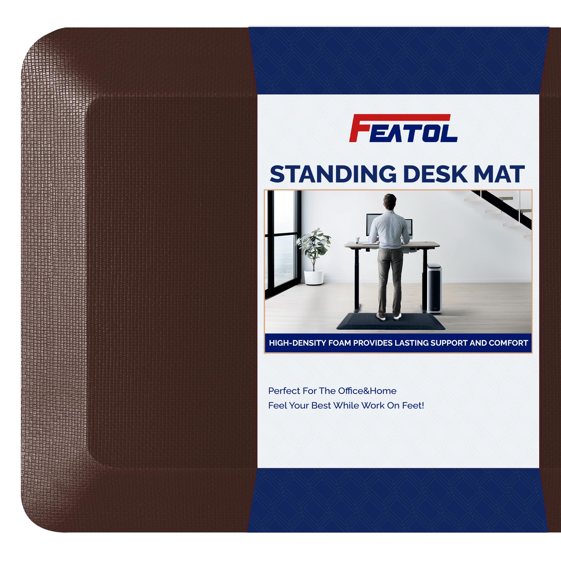 FEATOL anti fatigue mat full product view for comfortable standing at desks