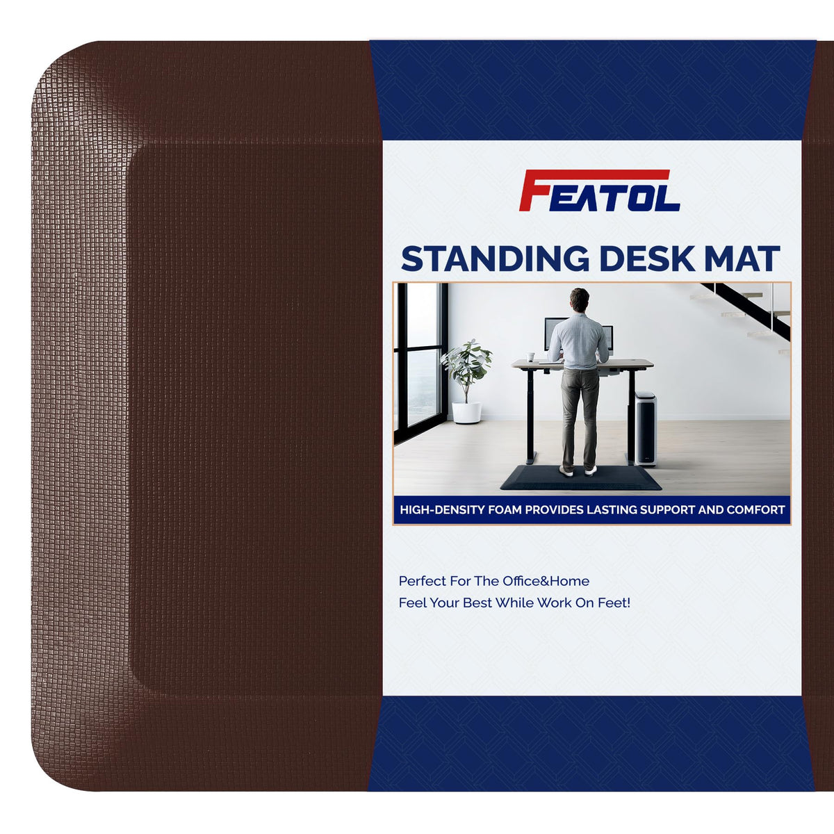 FEATOL anti fatigue mat full product view for comfortable standing at desks