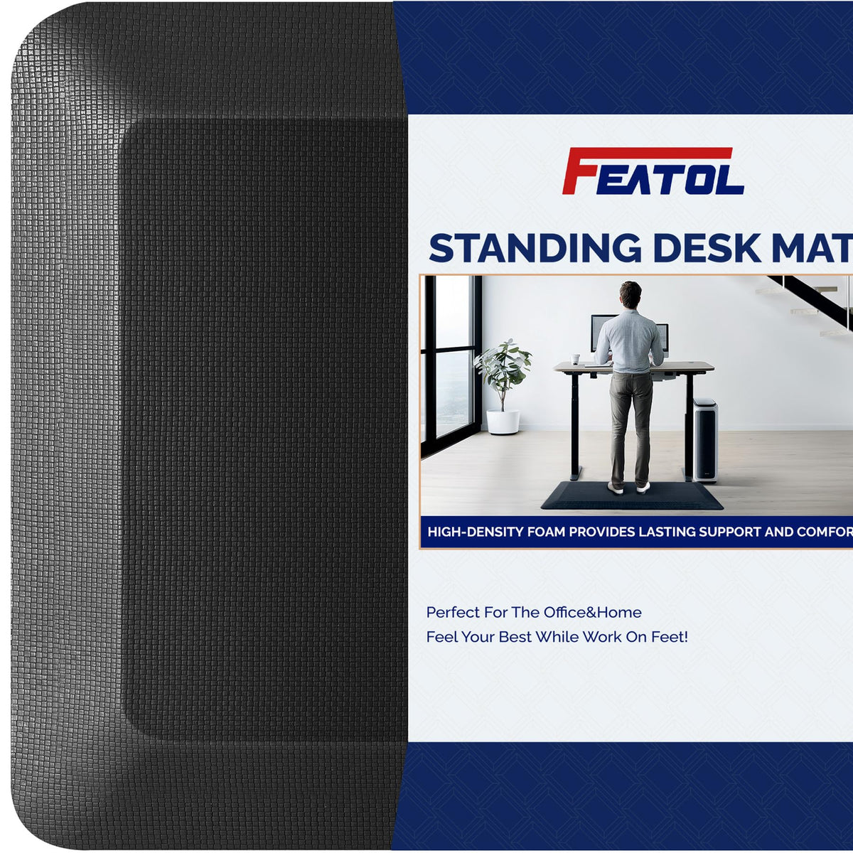 FEATOL anti-fatigue mat for standing desk offers comfortable, long-use support.