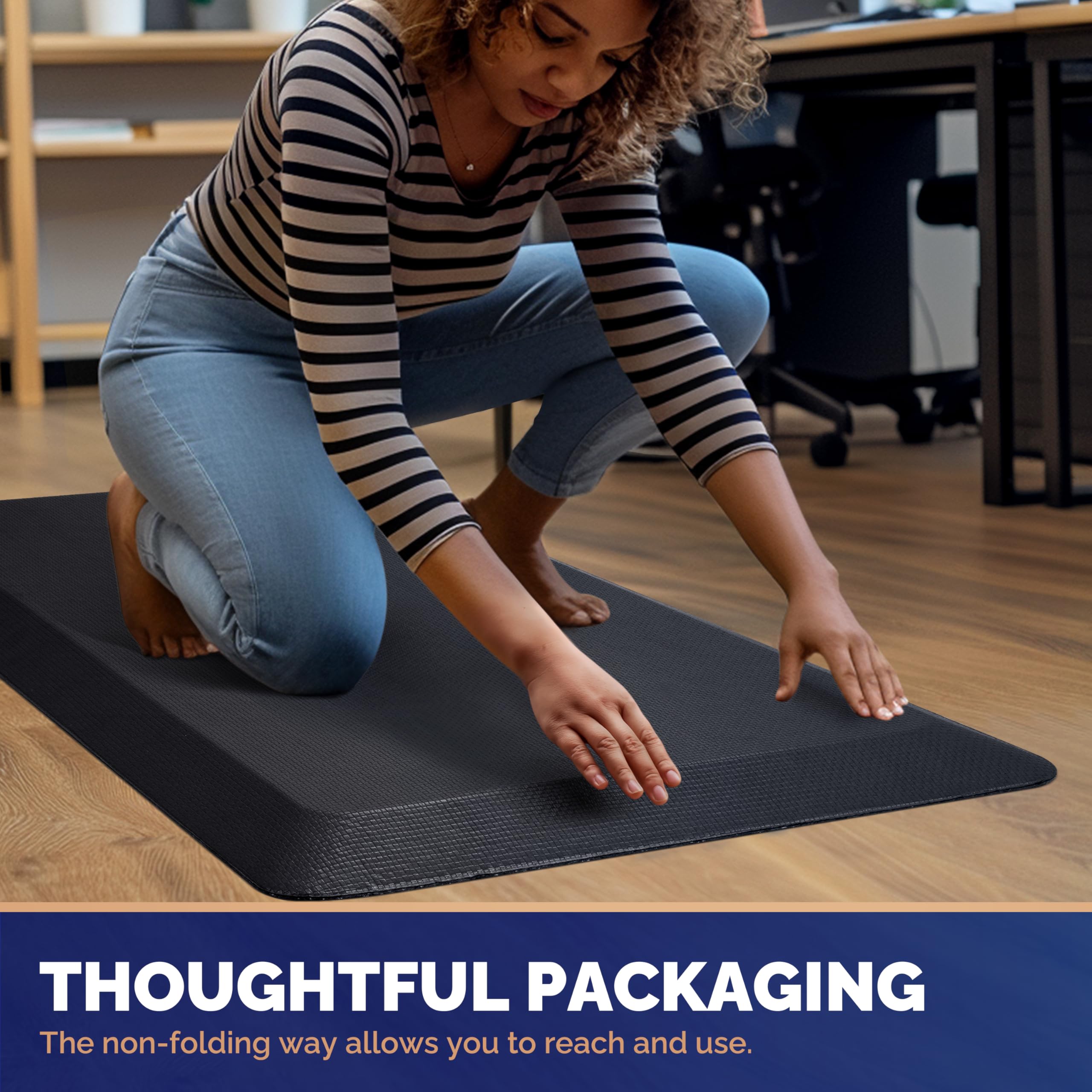 FEATOL ergonomic stand mat enhances comfort during long desk tasks.