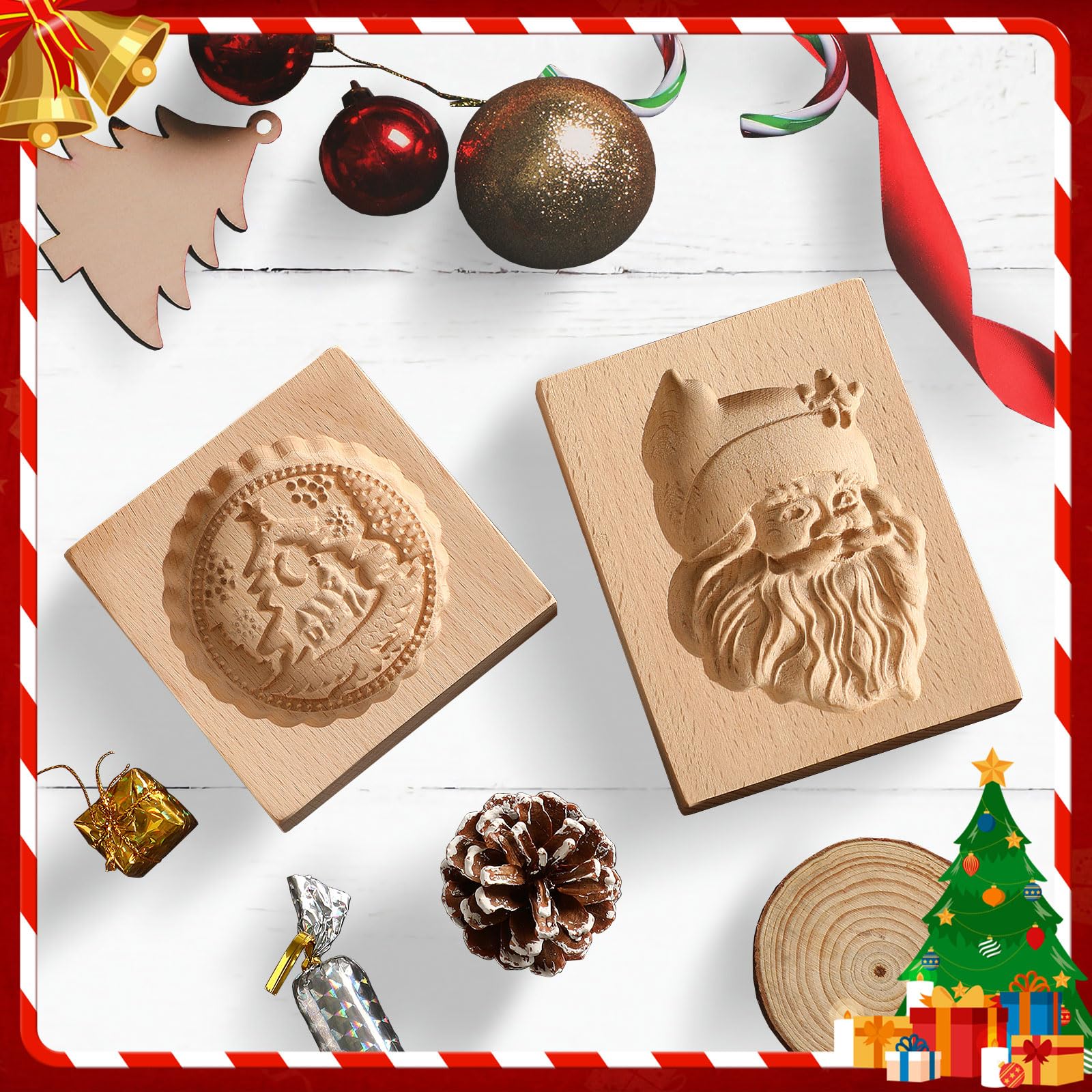 FEBSNOW Beech wood baking mold with smooth finish for precise embossing.