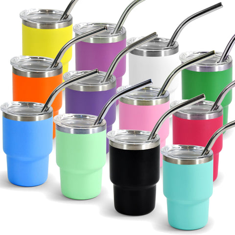FECBK 3oz mini tumbler colors in a matte finish for party-ready sipping on the go.