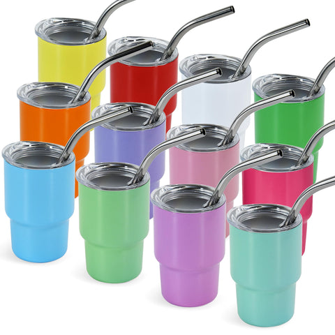 FECBK 3oz mini tumbler with lid and straw for on-the-go sipping.