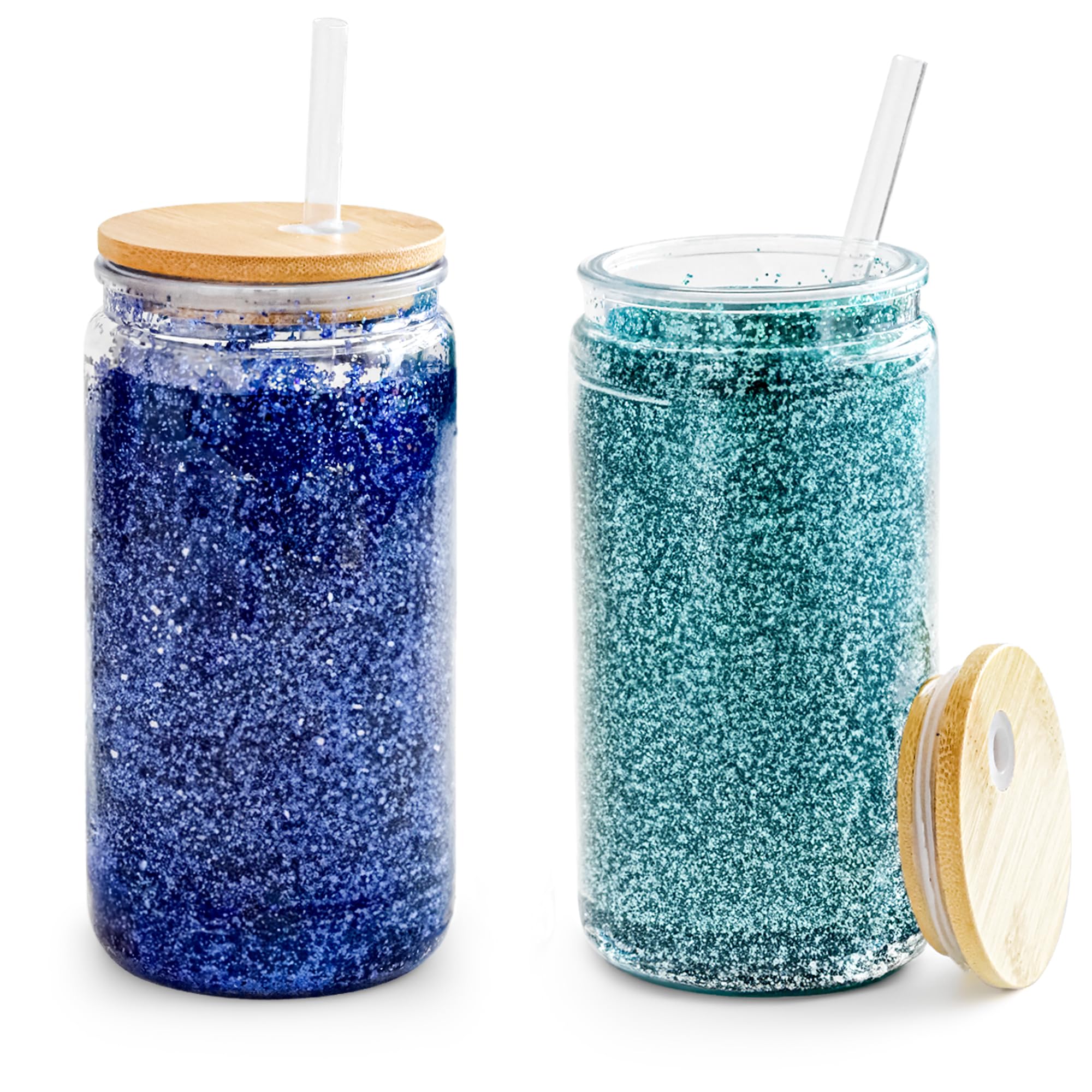 FECBK 16oz snow globe tumbler with bamboo lid for travel and spill-free sipping.
