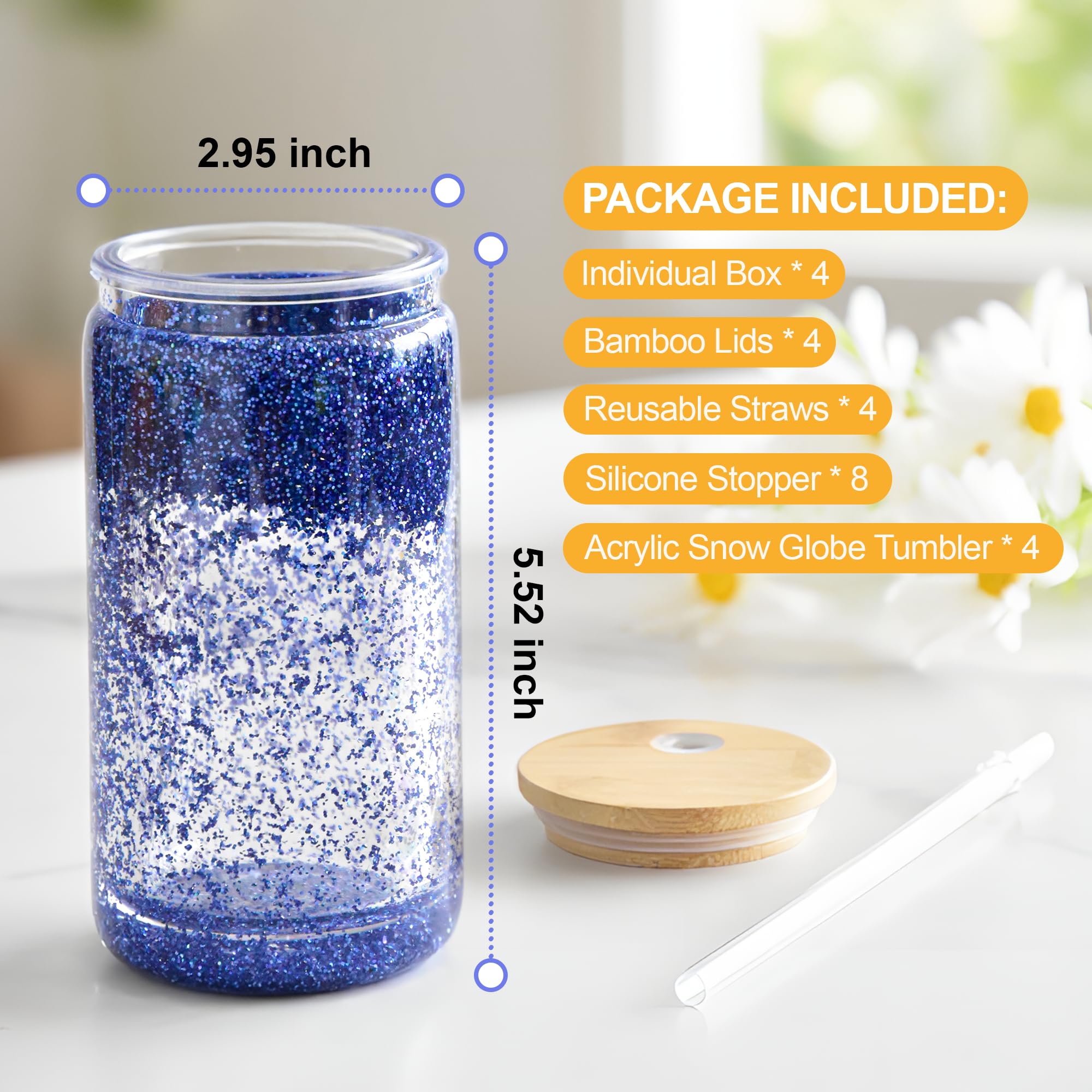 FECBK snowglobe tumbler offers 16 oz capacity for daily drinks.