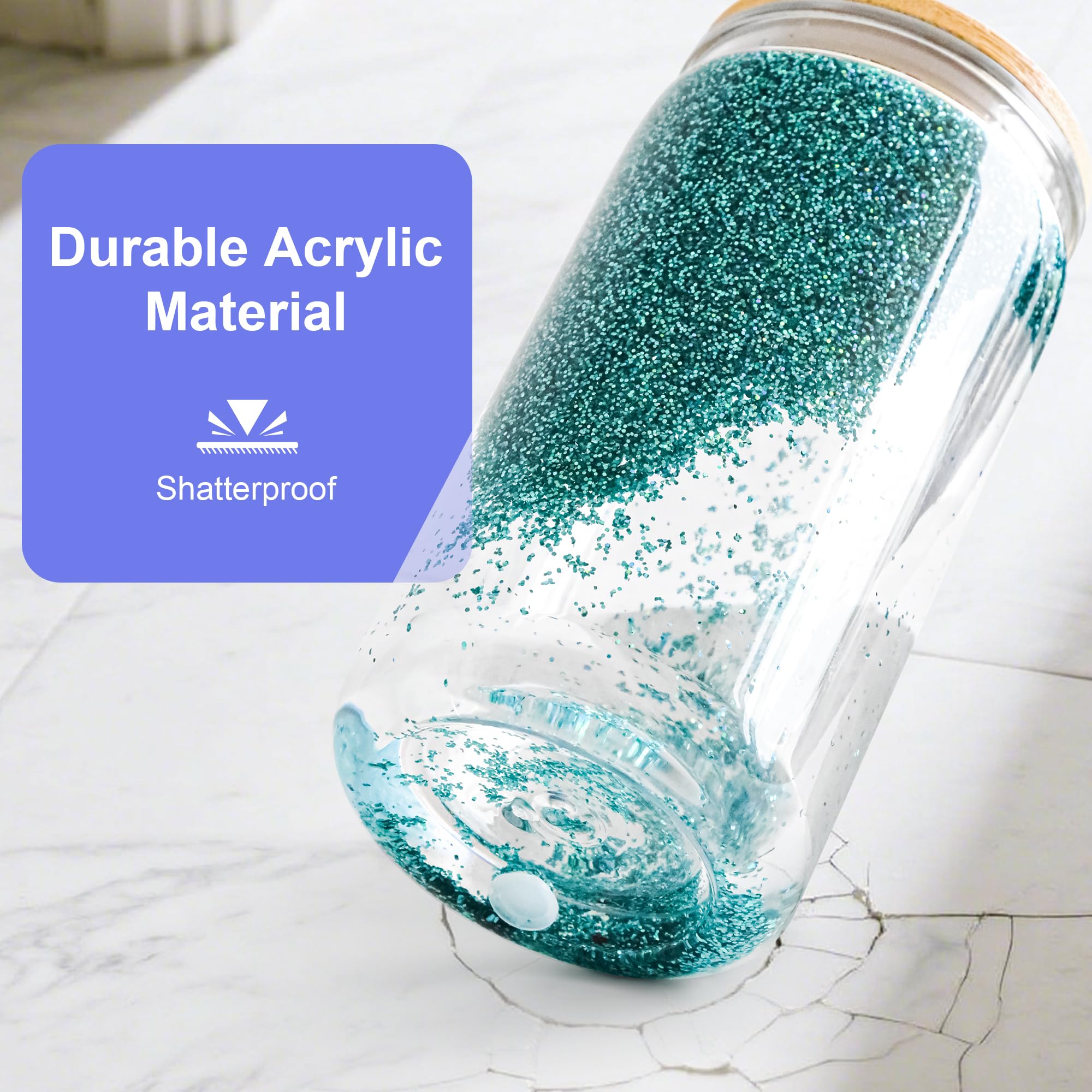 FECBK snow globe tumbler double-wall design prevents condensation on surfaces.