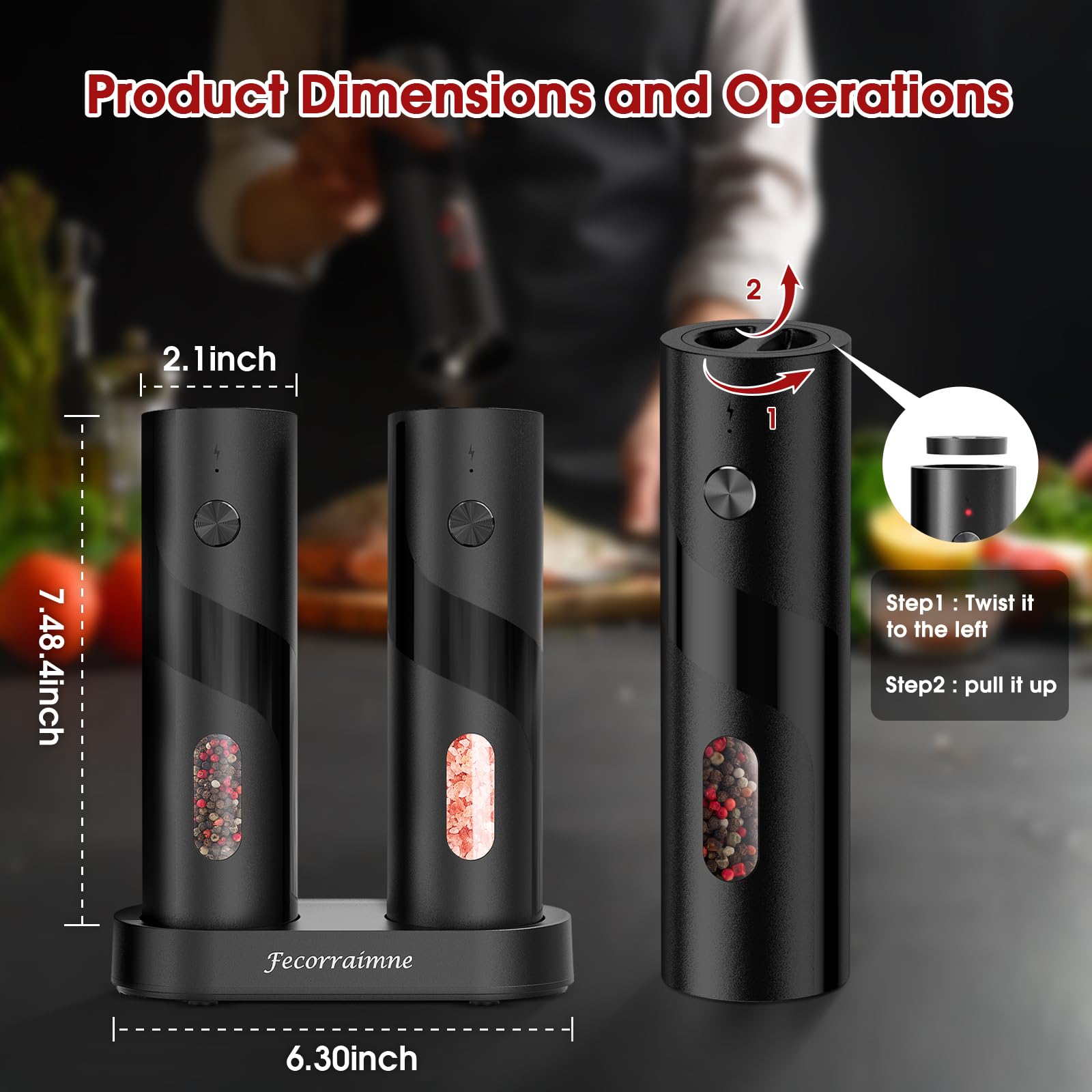Fecorraimne grinder operated with one hand for quick seasoning during cooking.