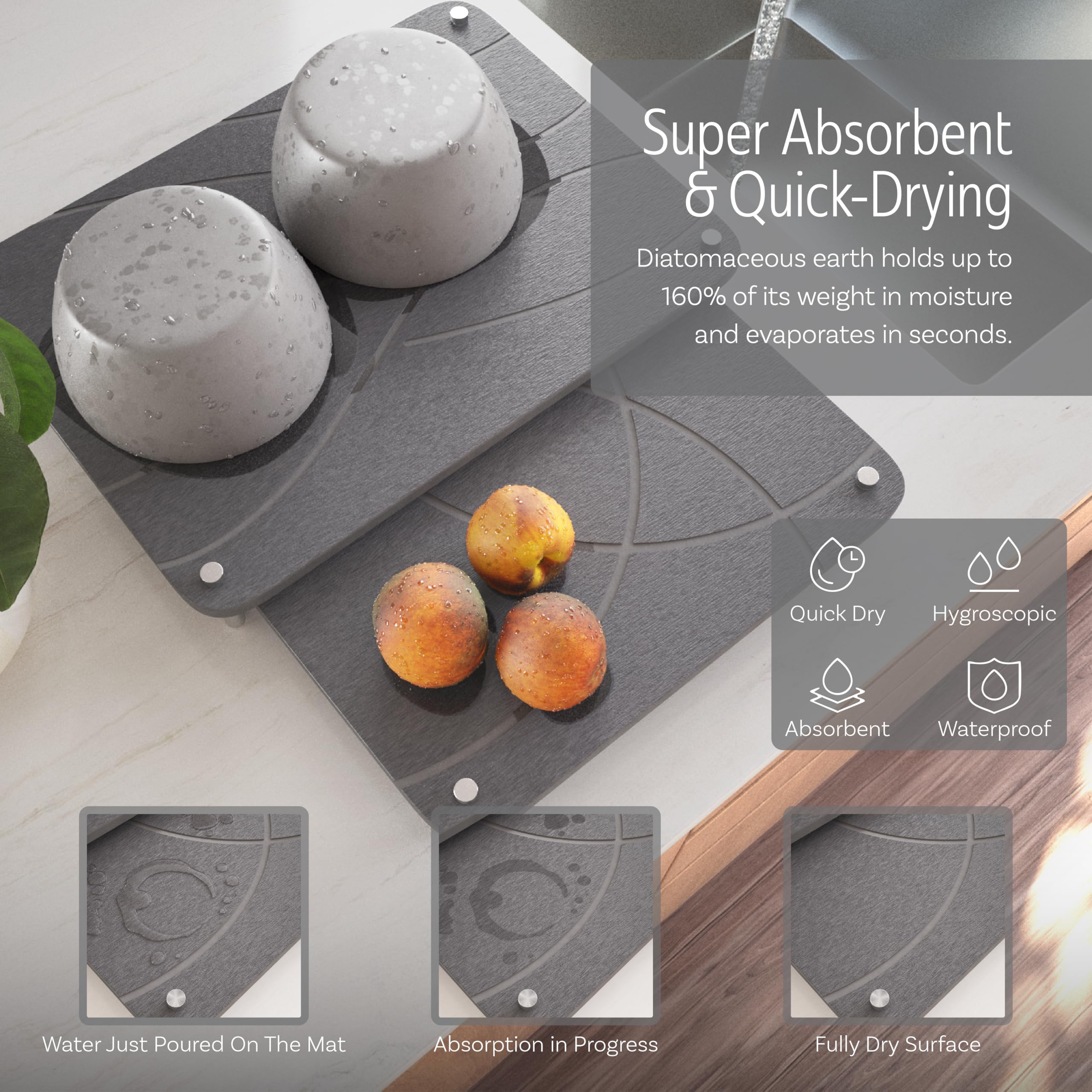 FEDBB collapsible large drying stone offers flexible storage when not in use.