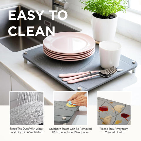 FEDBB kitchen counter organization with the drying mats supports tidy, efficient workflow.