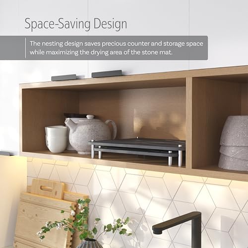 FEDBB two mats and elevated rack promote quick moisture evaporation on countertops.