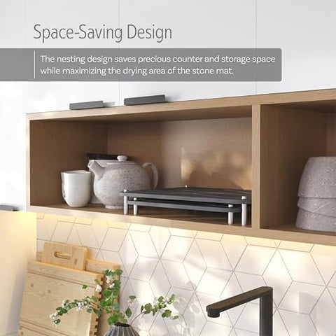 FEDBB two mats and elevated rack promote quick moisture evaporation on countertops.