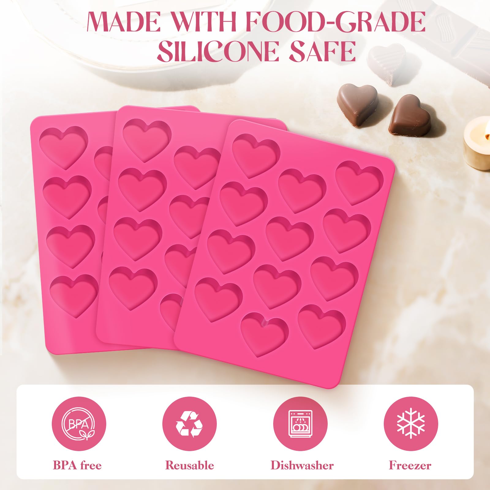 Feehope heart mold 12 cavities: uniform cavities for even portions.