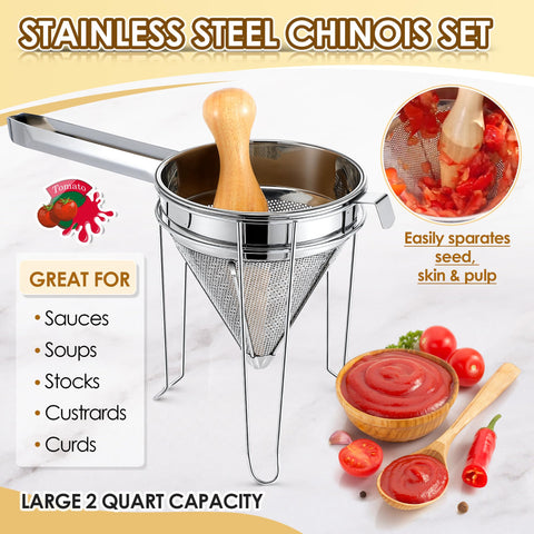 Feekoon chinois strainer with hollow handle for comfortable control