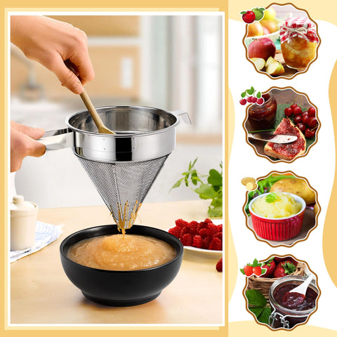 Feekoon chrome stand supports the strainer over pots for convenient use