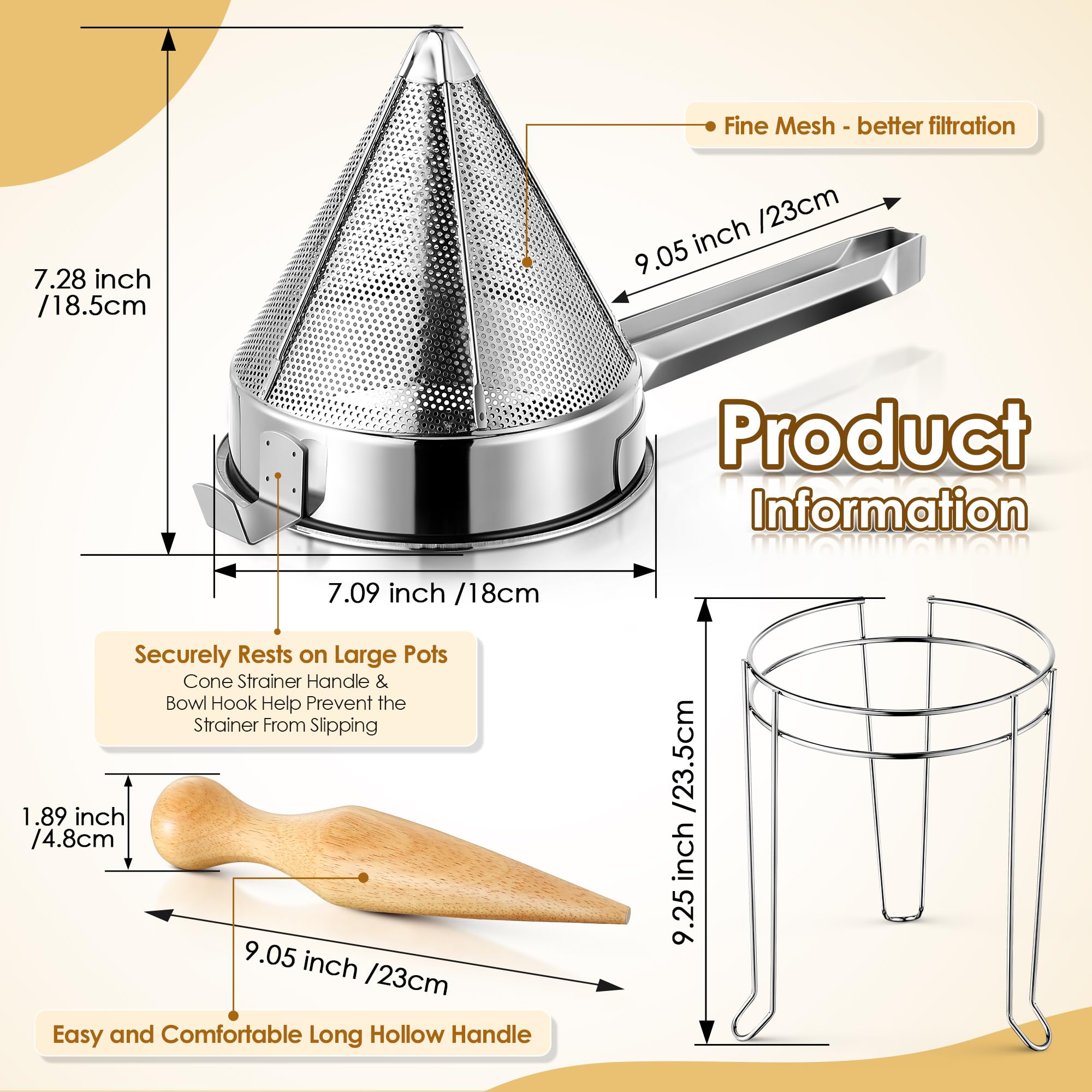 Feekoon stainless steel China cap strainer offers durable, rust-resistant performance