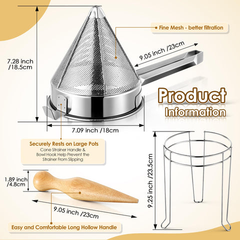 Feekoon stainless steel China cap strainer offers durable, rust-resistant performance