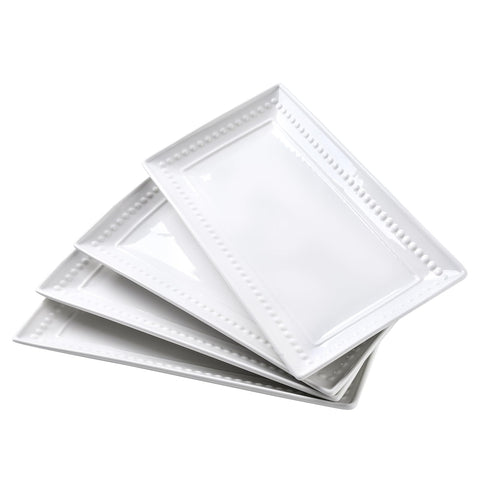 Feenmai ceramic rectangular serving platter set of four enhances family-style meals.