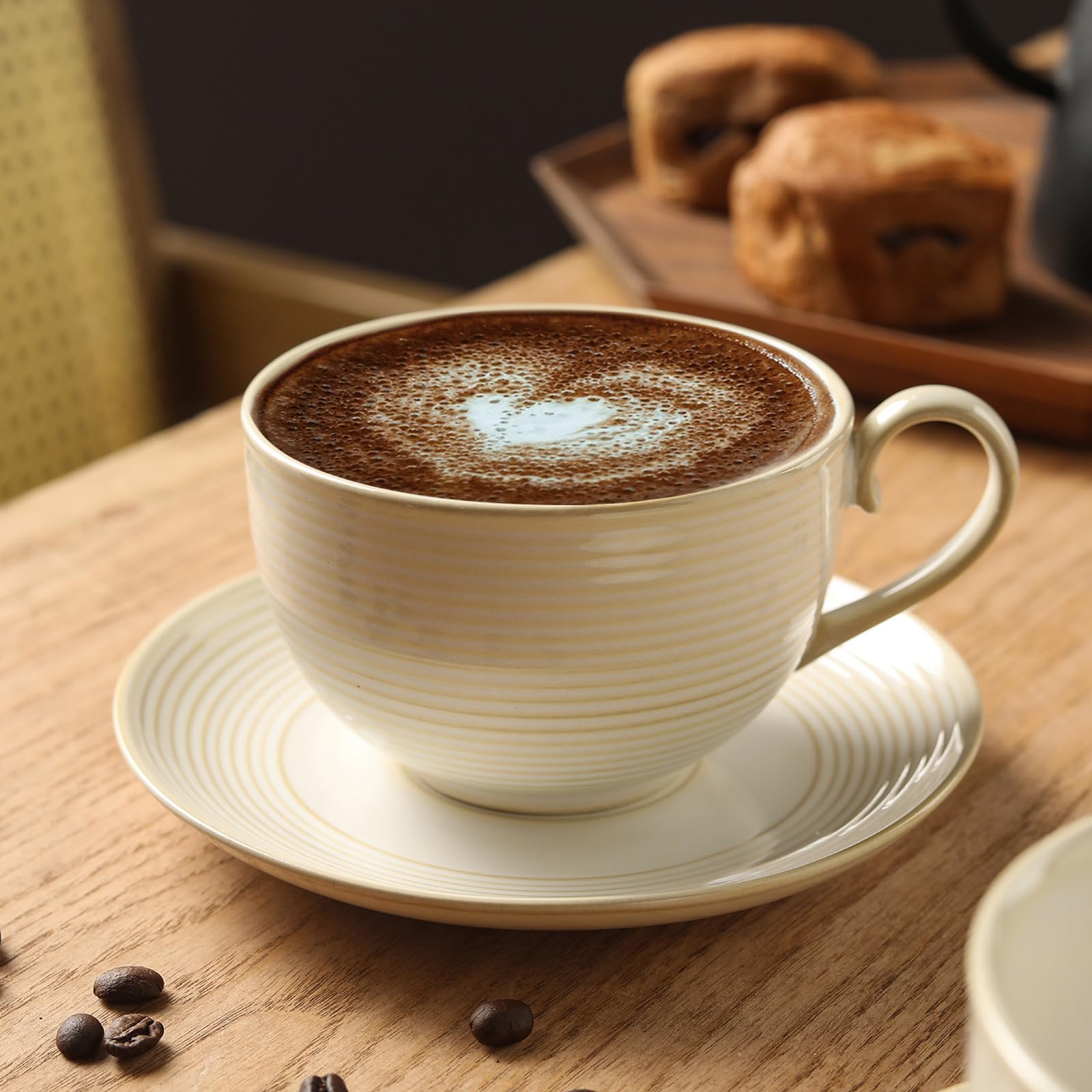 Feenmai demitasse cups with saucers fit espresso machines and keep crema warm