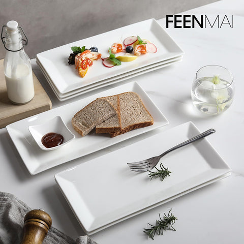 Feenmai white ceramic serving tray with large capacity for desserts.