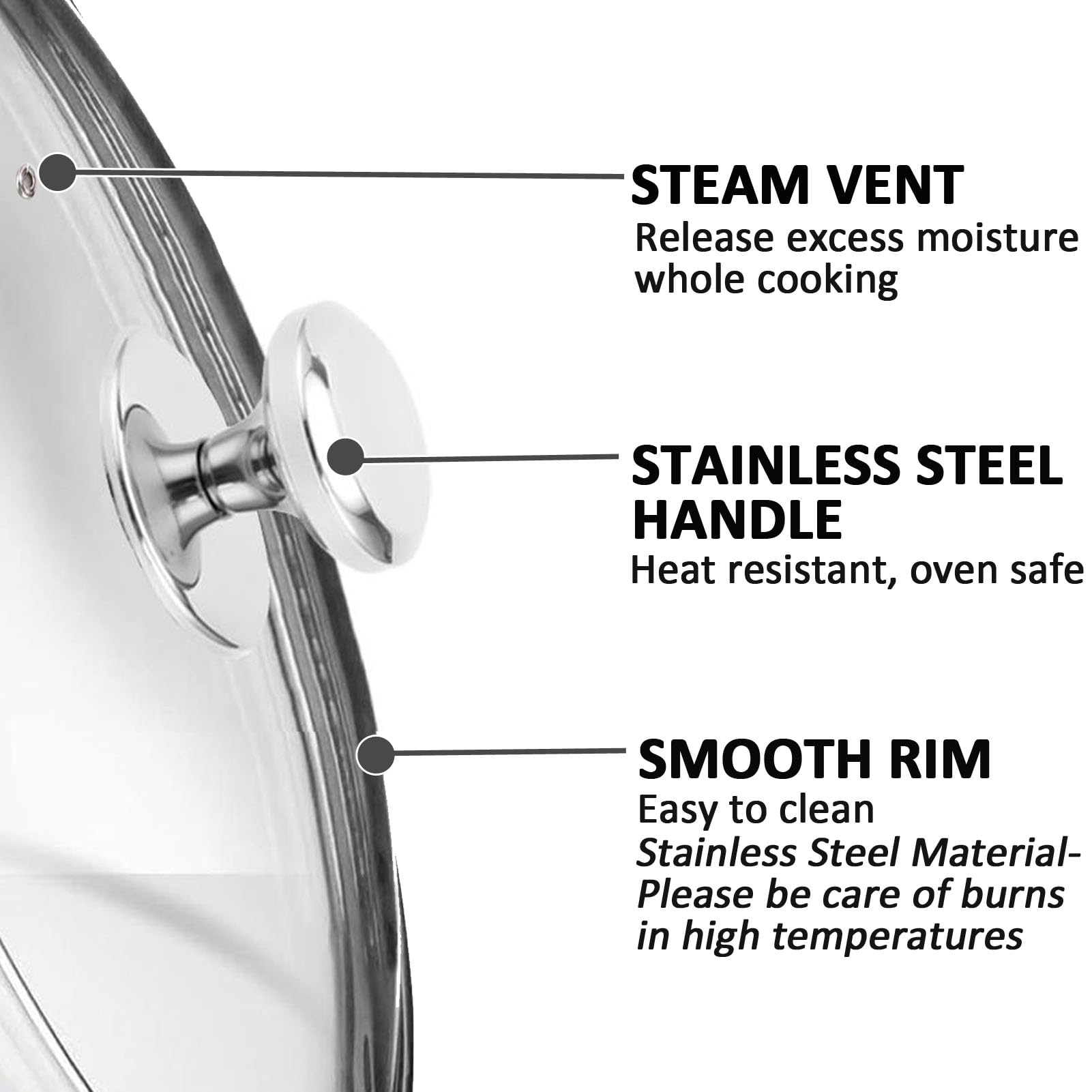 Feipone glass lid 11-inch offers a clear view for quick checks