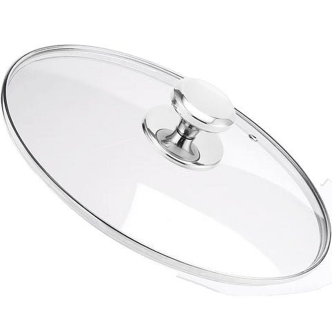 Feipone glass lid 8-inch on pan with secure stainless rim for coverage