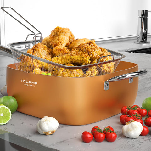 FeLamp induction-compatible pan on an induction hob for quick heating.