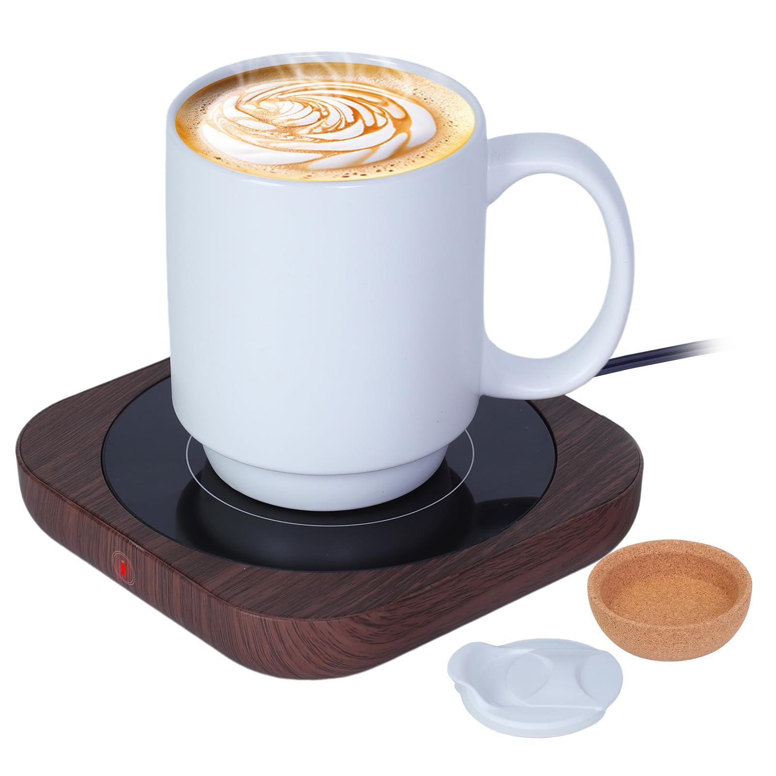 Felibeaco coffee mug warmer with ceramic mug heats beverages evenly at the desk
