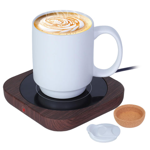 Felibeaco coffee mug warmer with ceramic mug heats beverages evenly at the desk