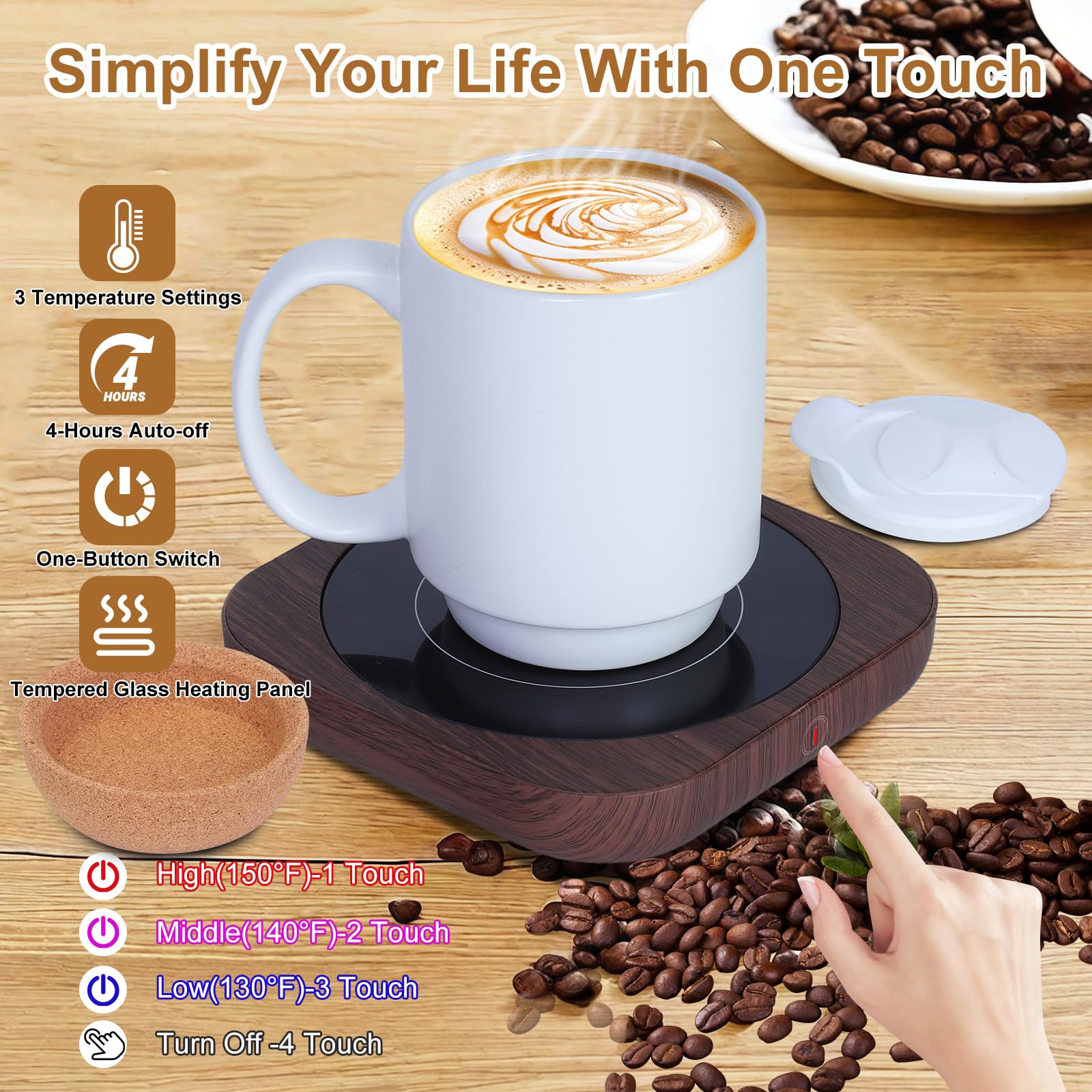 Felibeaco coffee mug warmer heat plate designed for steady warmth during long work sessions