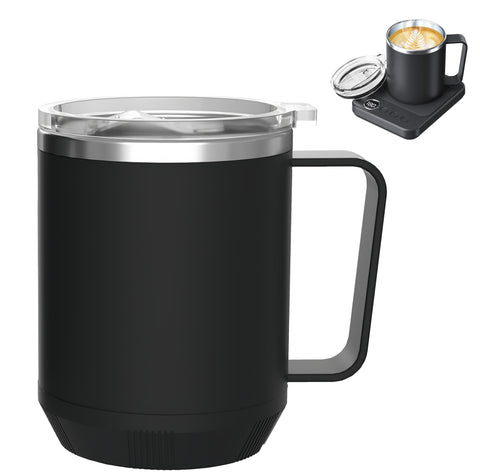 Felibeaco 16oz heated mug on a warmer with flat bottom for rapid heating