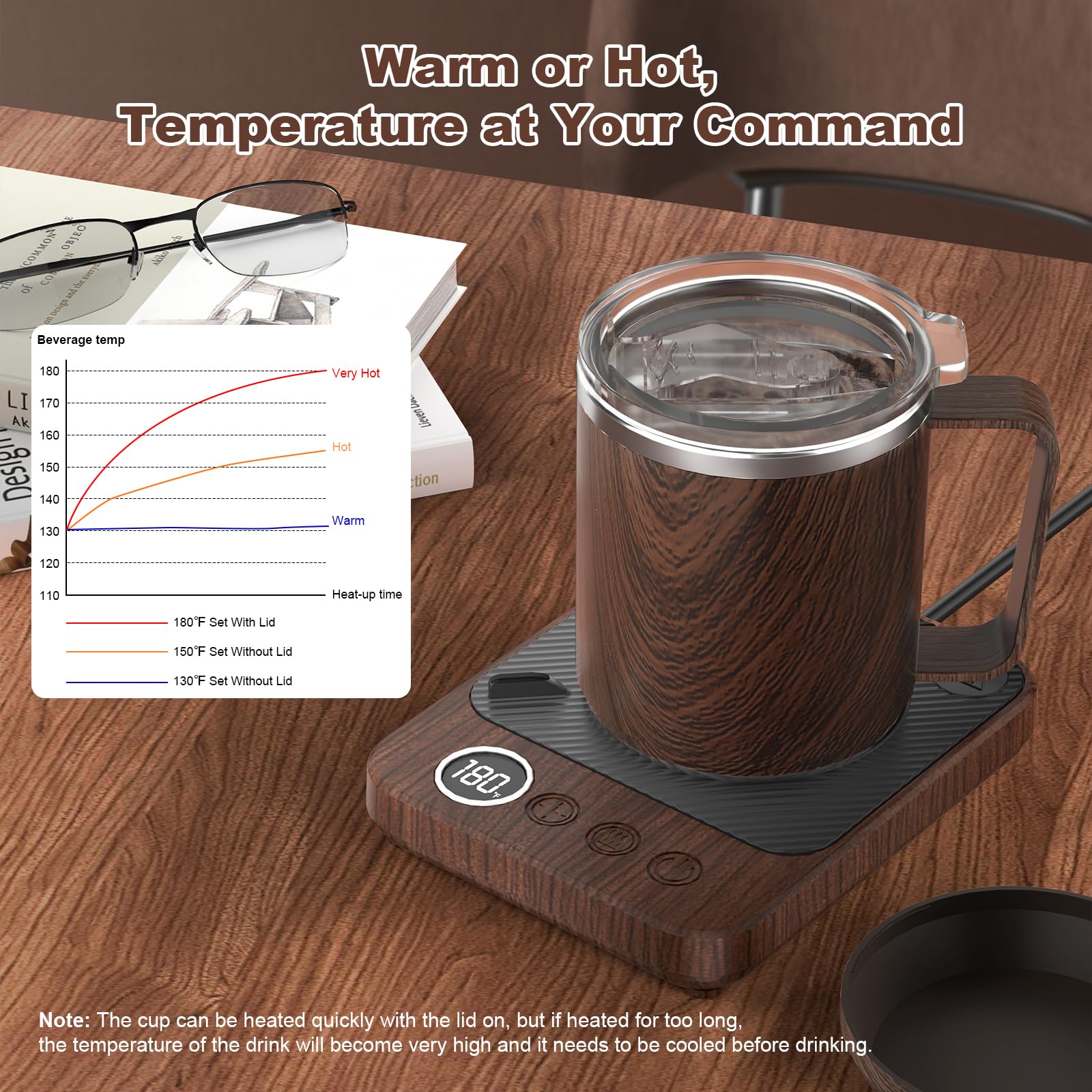 Felibeaco mug warmer temperature settings panel for precise control