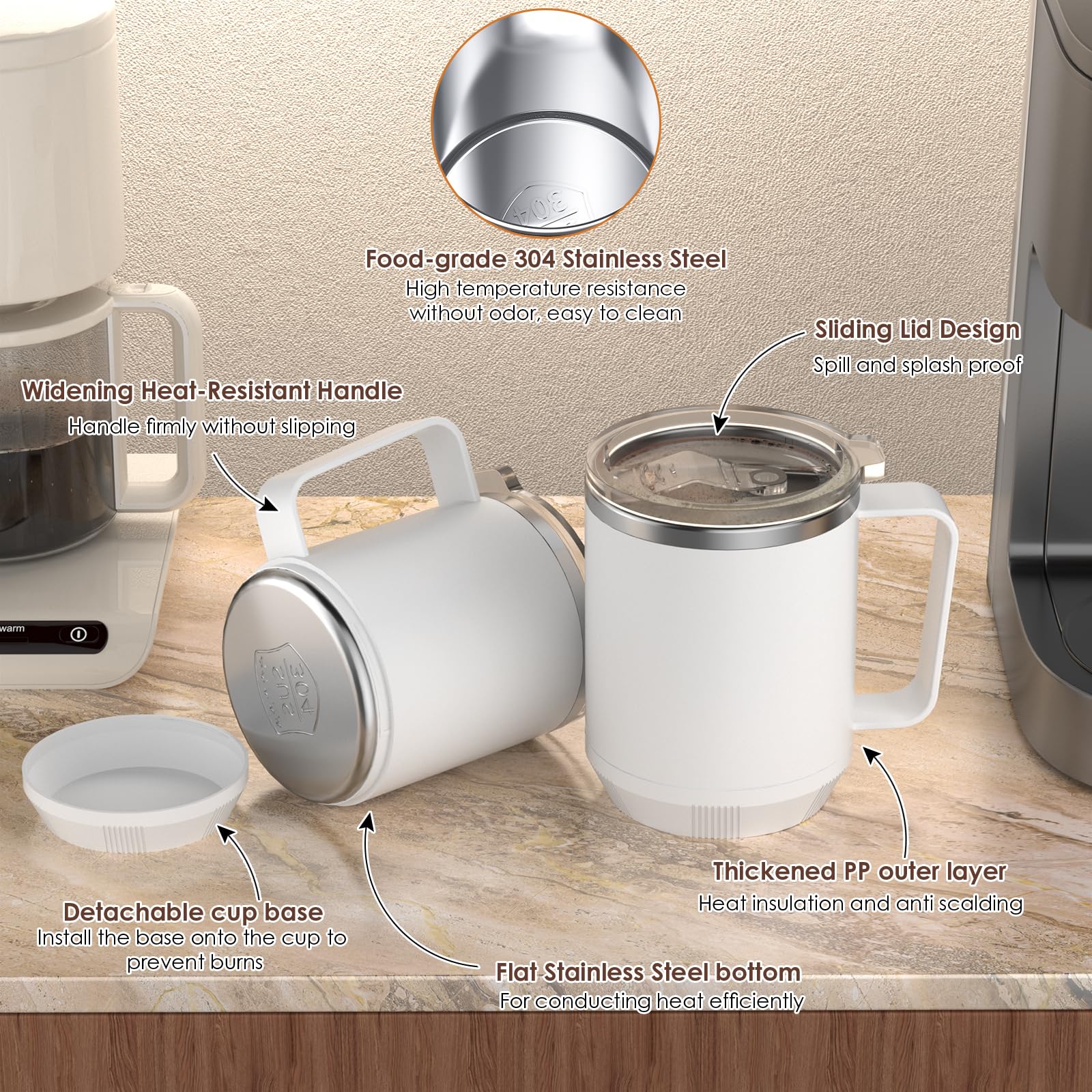 Felibeaco reusable stainless steel mug reduces waste compared to disposable cups.